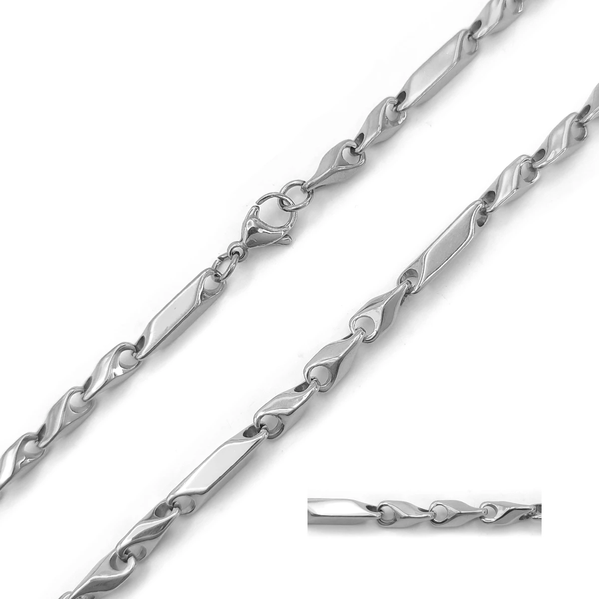 Cadena Acero Inox Pilares Gruesos Lisos Pulidos 3x1