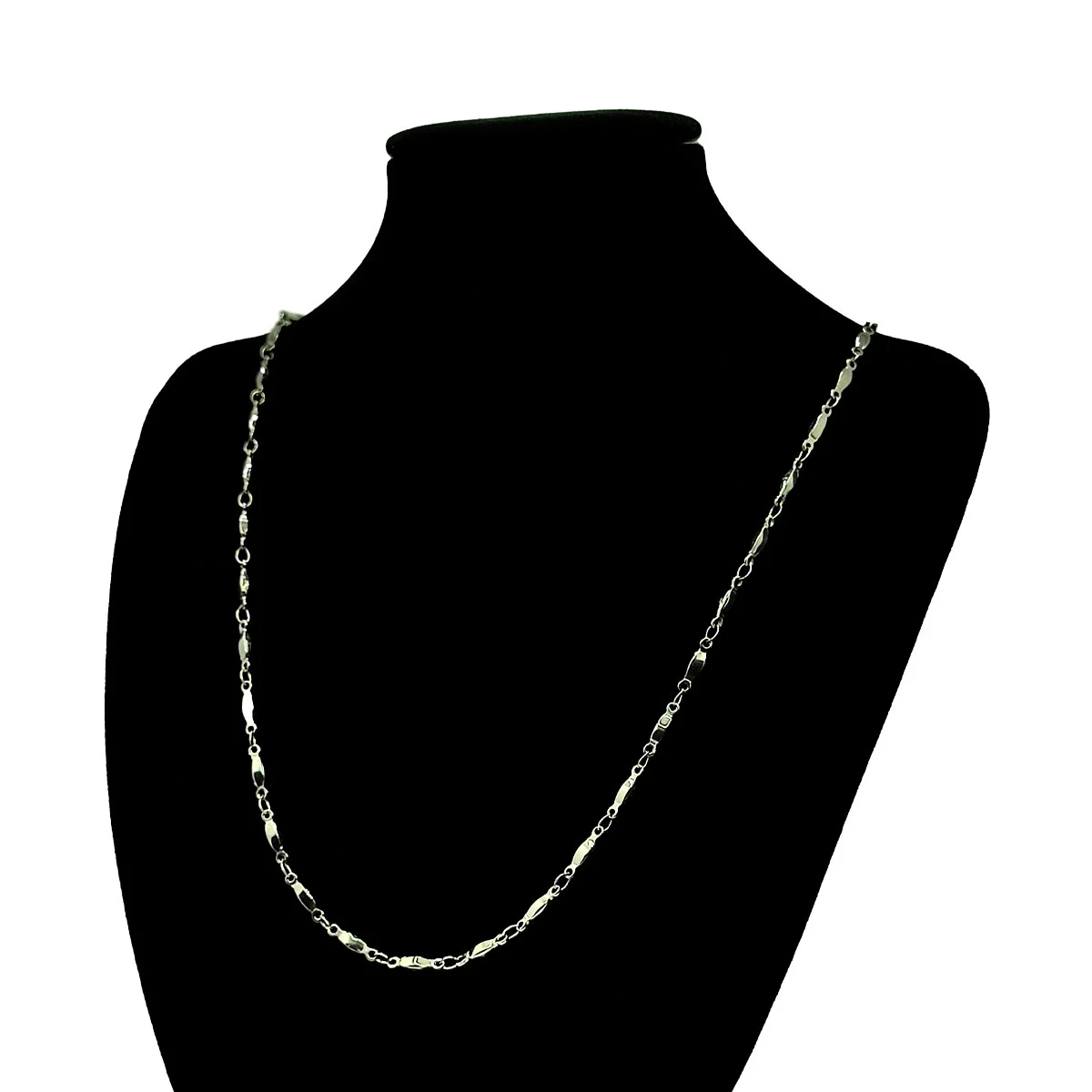 Cadena Acero Plateado Eslabon Tipo Arroz Elegante Moderna