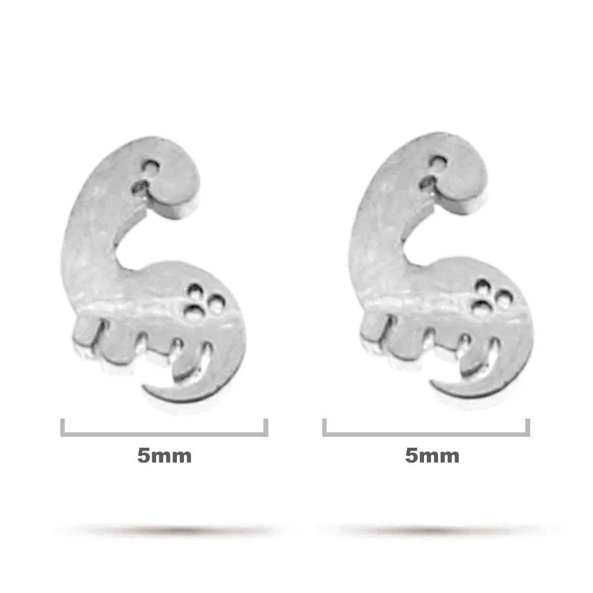 Aretes Acero Inox Plateado Tipo Broquel Dinosaurios