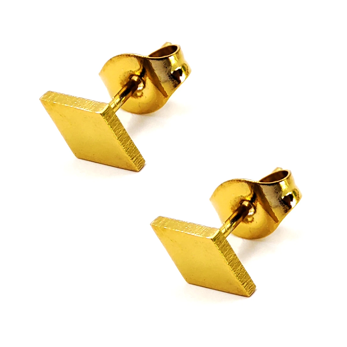Set Aretes Acero Dorado Huggies Estrella Cristal Rombo