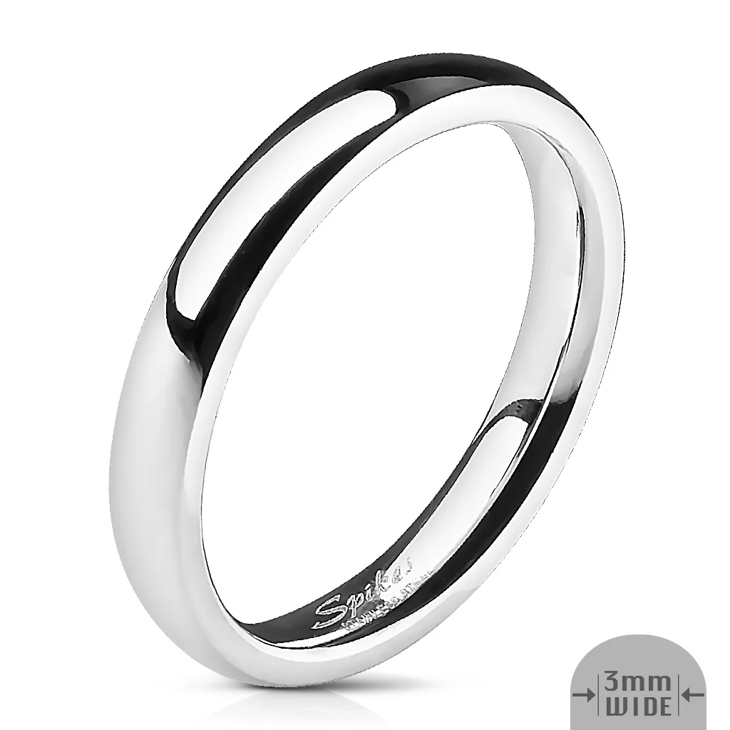 Anillo Acero Plateado Argolla Matrimonio 3 Mm