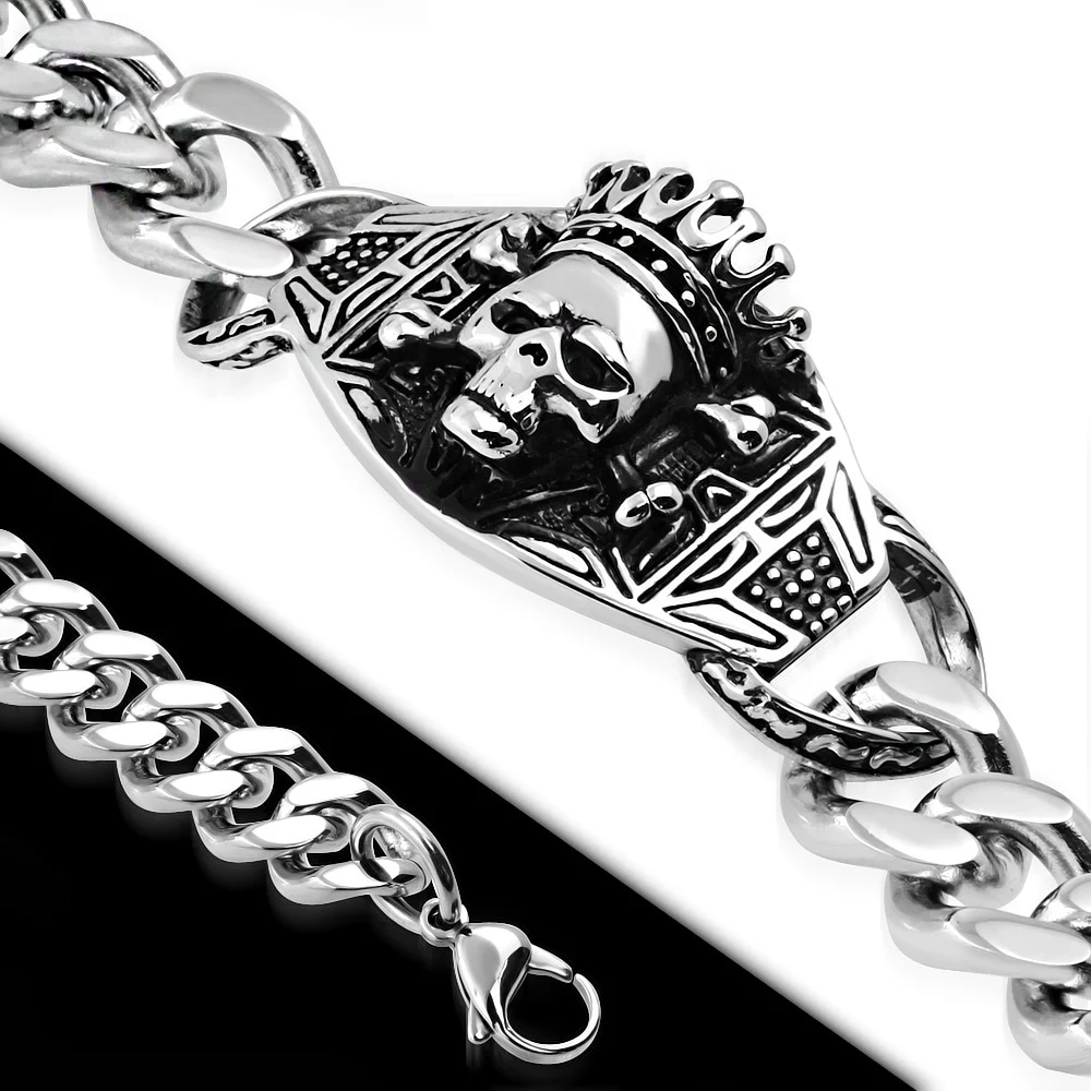 Pulsera Gruesa de Acero Tipo Esclava Pirata King Biker