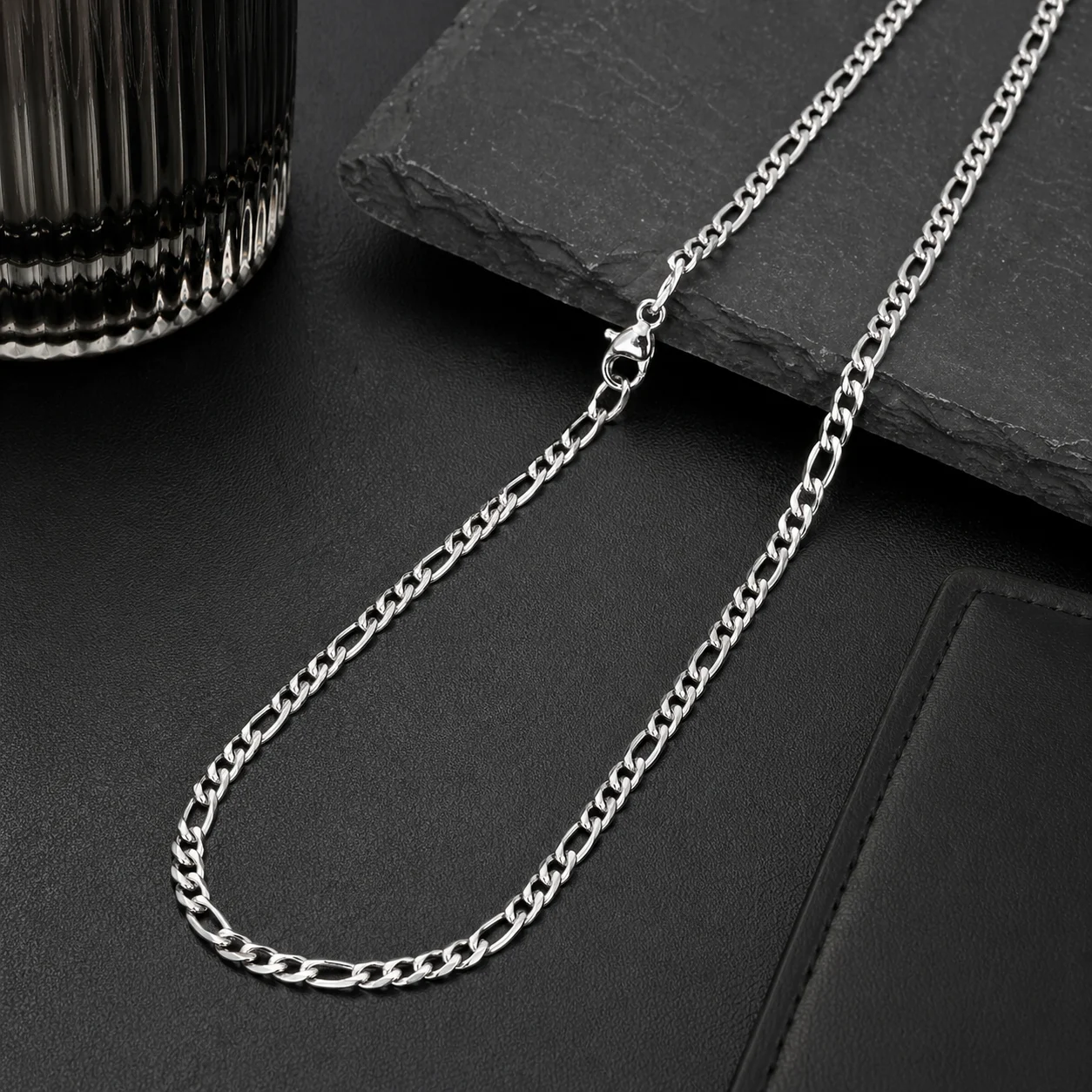 Cadena Acero Inox Plateado 3x1 Sencilla Delgada 3mm