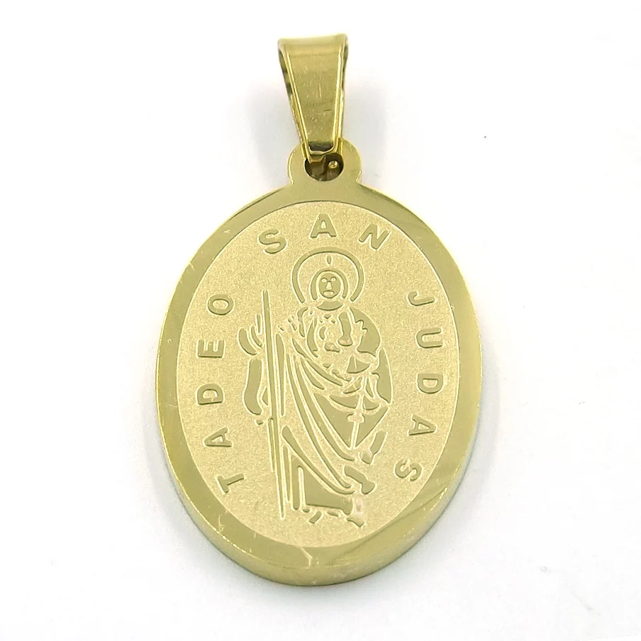 Dije de Acero Dorado Medalla San Judas Tadeo Mediana