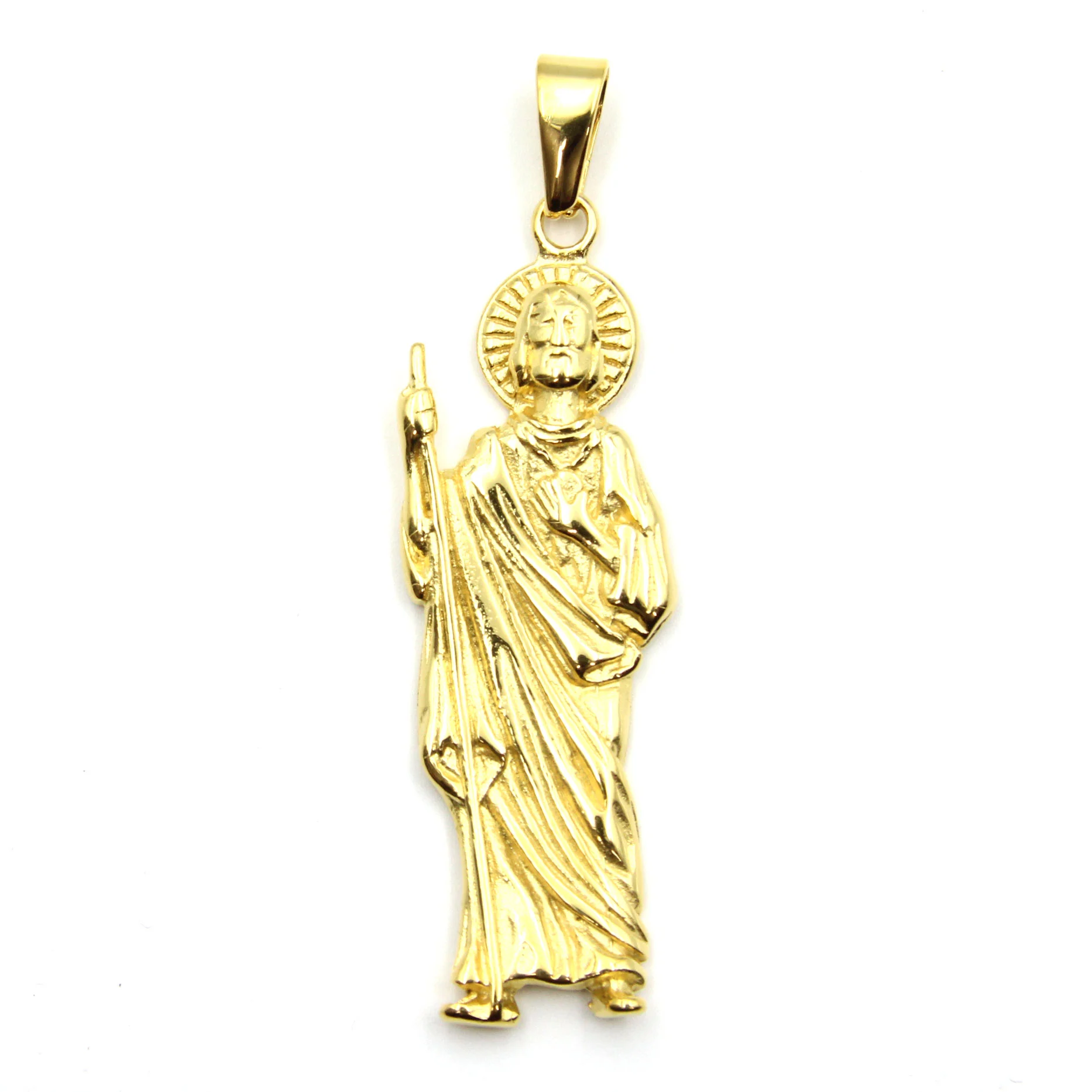Dije Acero Inoxidable Dorado San Judas Religión 60 mm