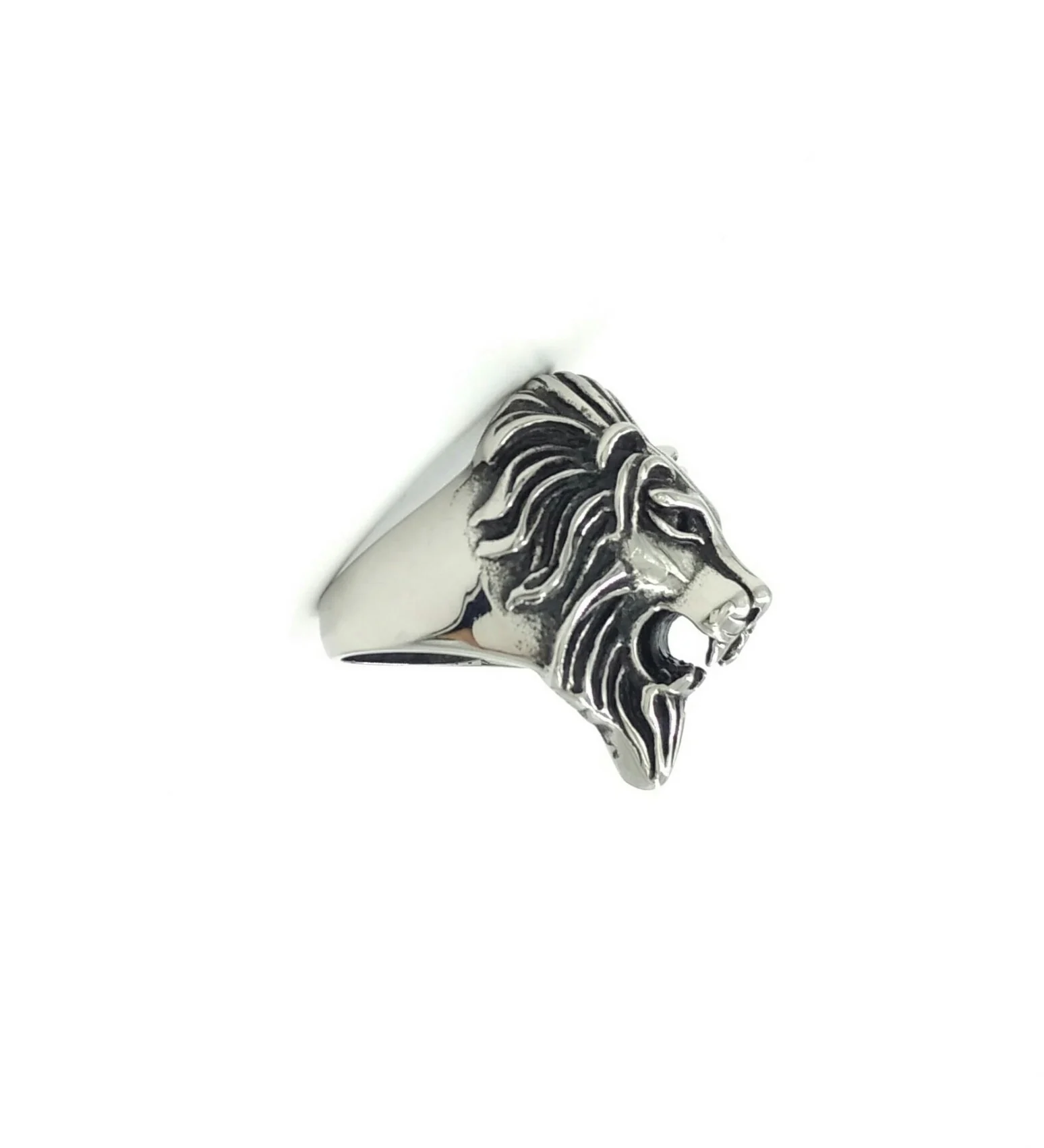 Anillo de Hombre Acero Cabeza de Leon Melena