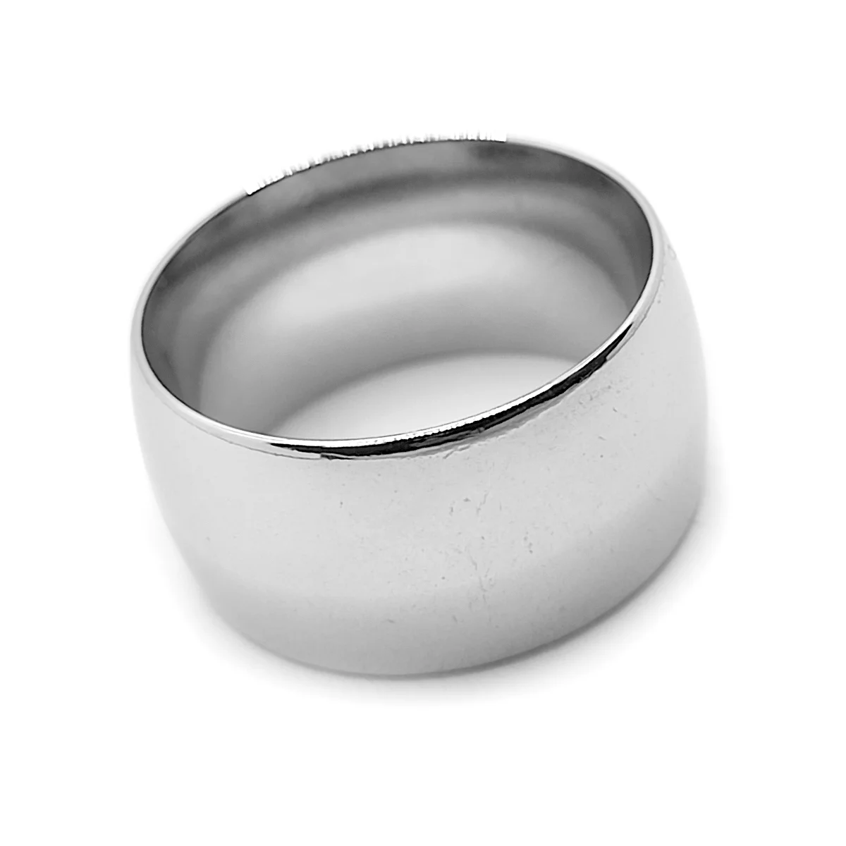 Anillo Acero Inox Plateado Argolla Gruesa Lisa 12 mm