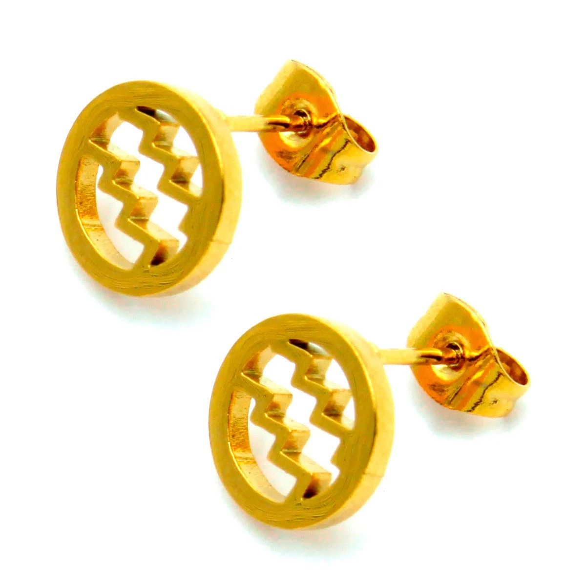 Set Joyeria Acero Dorado Signo Zodiacal Acuario Horoscopo