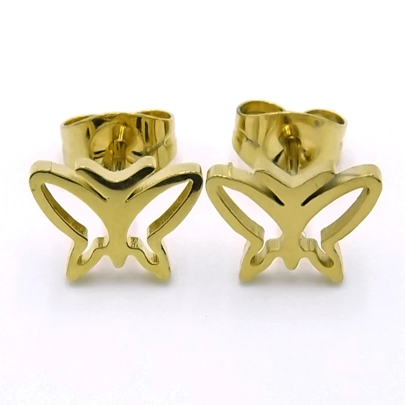 Aretes tipo Broquel Dorados Mariposa
