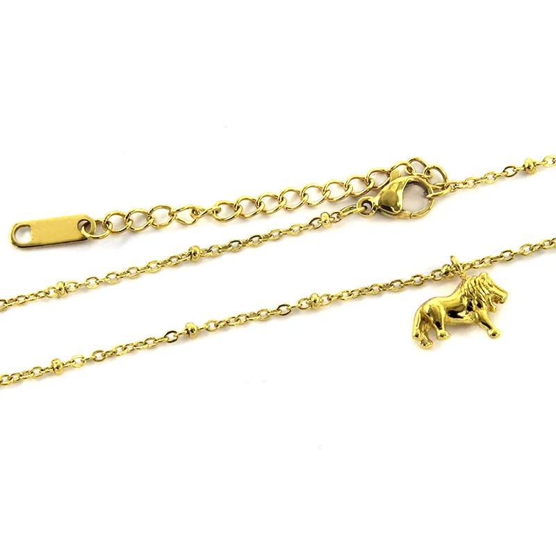 Collar Acero Inox Dorado Mini Leon Colgante Protector