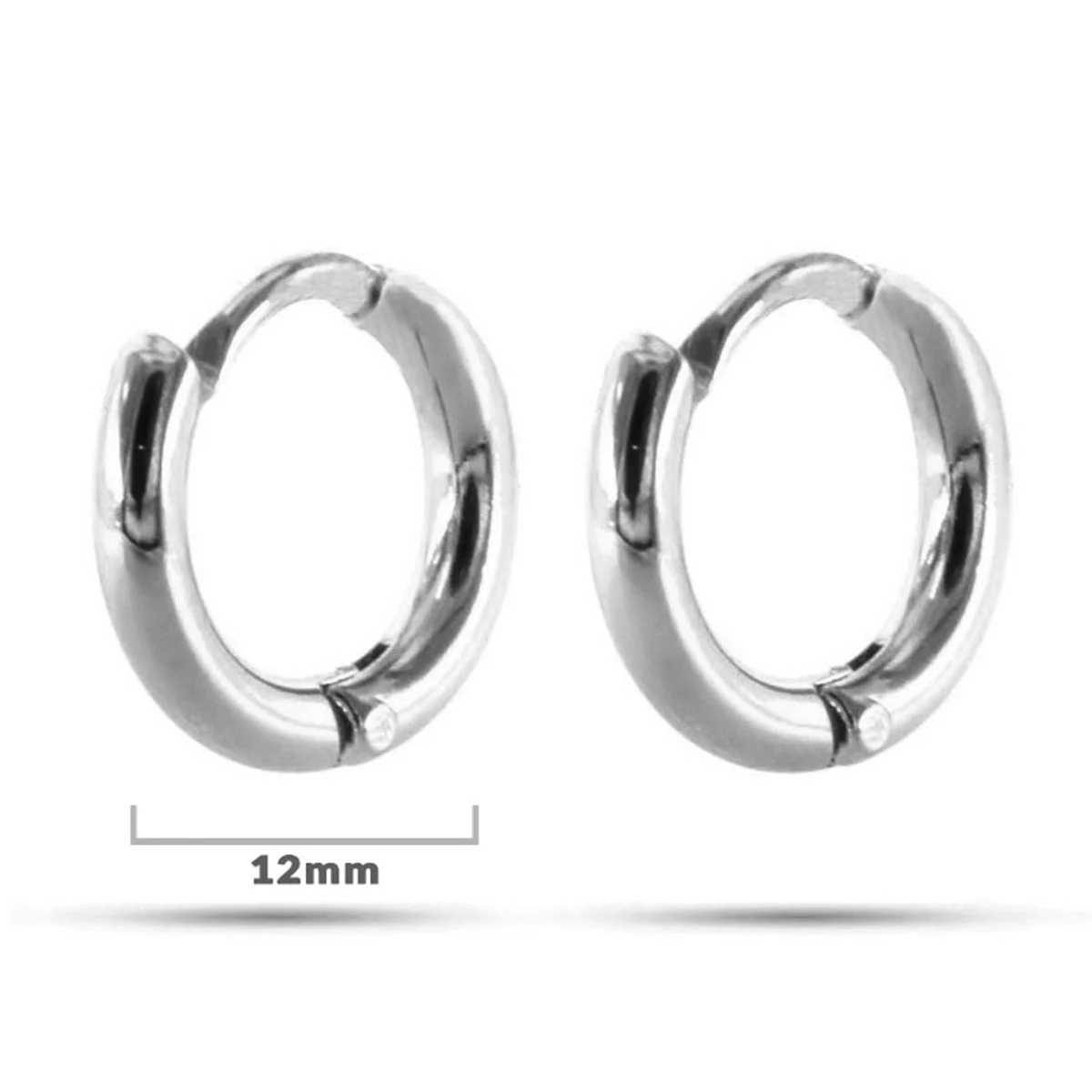 Aretes Acero Plateado Tipo Pendiente Aro Clasica 12mm