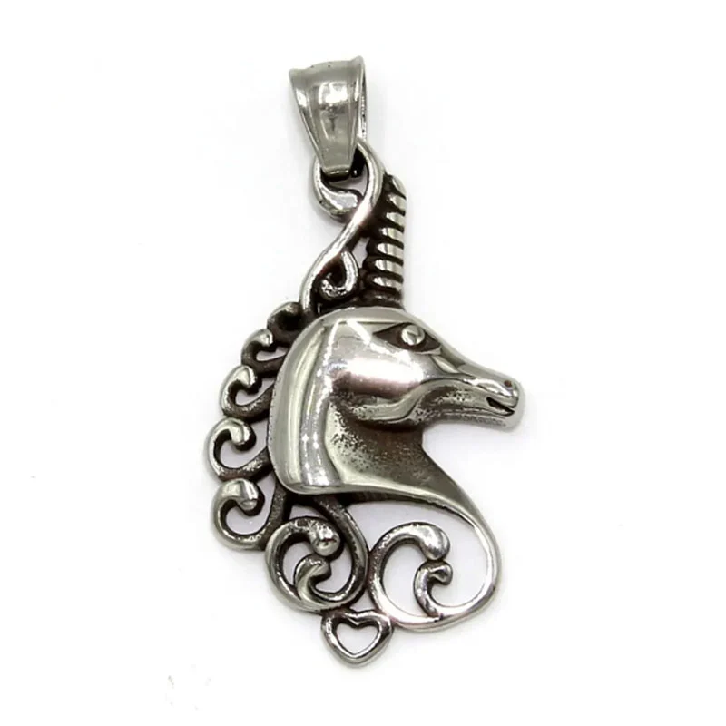 Dije Acero Plateado Unicornio Mágico Místico Corazón