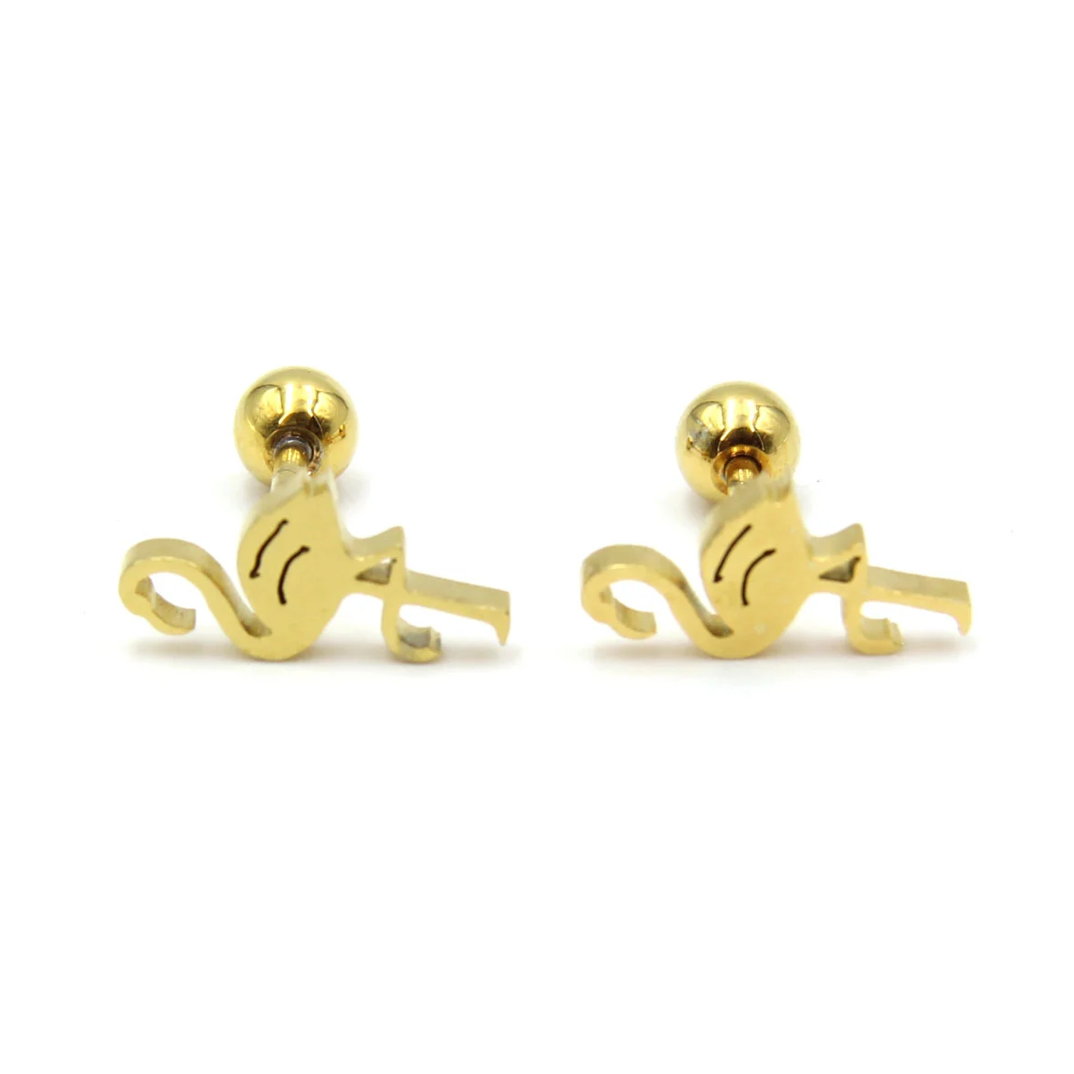 Aretes Acero Dorado Broquel Dormilon Flamenco Minimalist