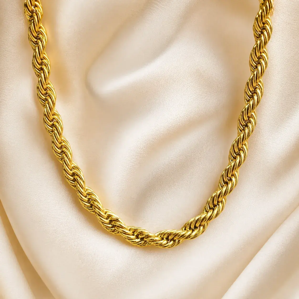 Cadena Acero Dorado Torzal Gargantilla Choker Grueso