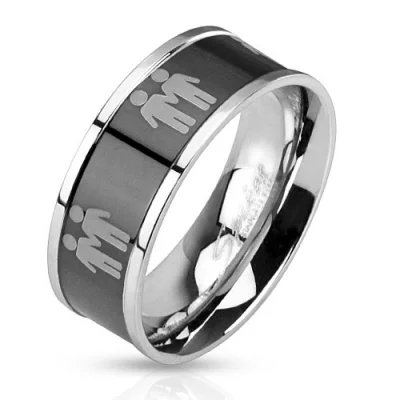 Anillo Acero Inoxidable Diseño Pareja Orgullo Gay Hombre