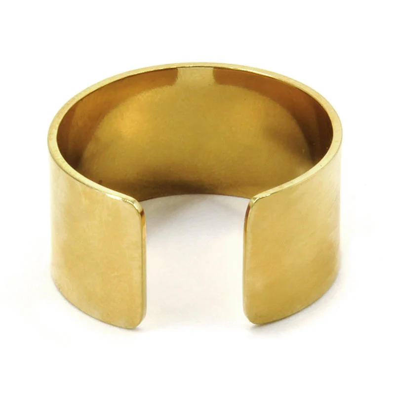 Anillo Acero Inoxidable Dorado Liso Ajustable