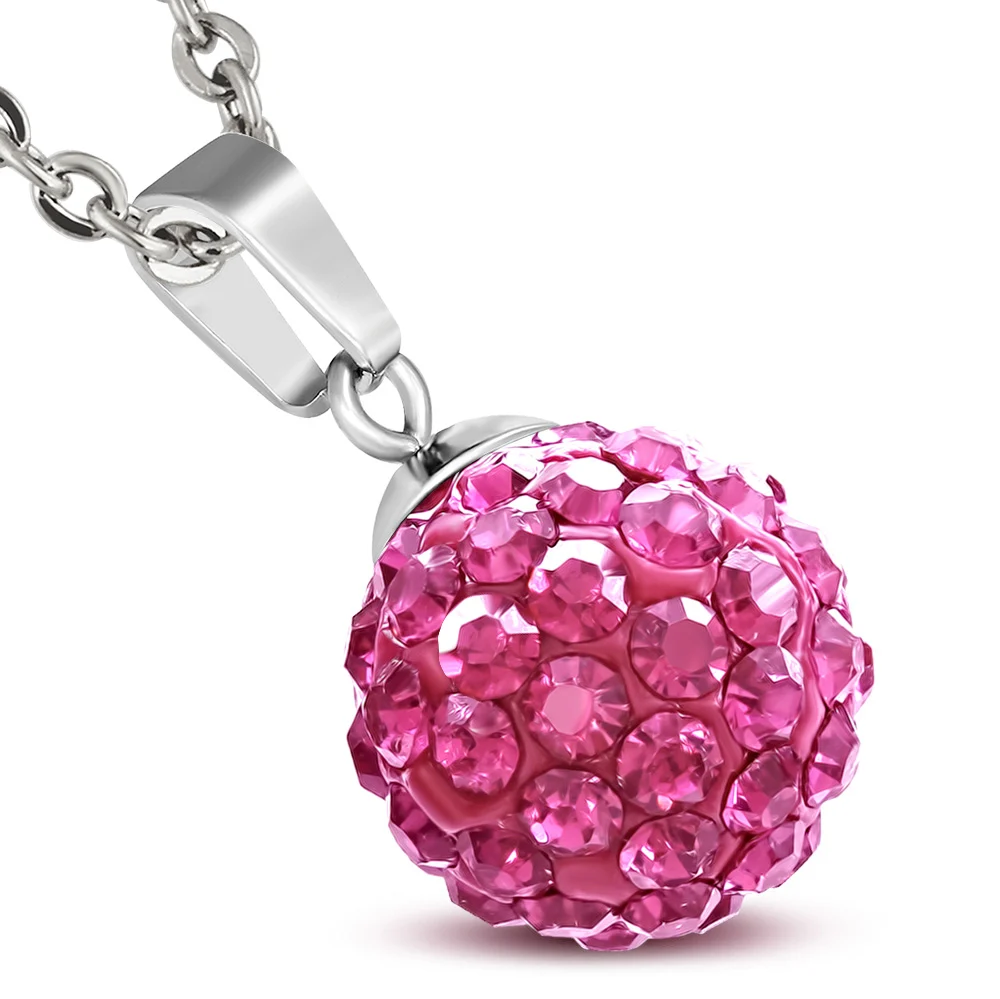 Dije de Acero y Zirconias Rosas Shamballa Diseño Esfera