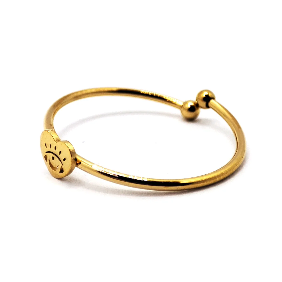 Anillo Acero Dorado Slim Delgado Ojo Corazon Ajustable