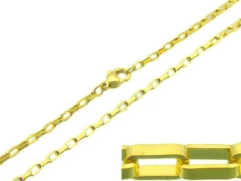 Cadena Delgada para Dije Acero Dorado Eslabón Rectangular