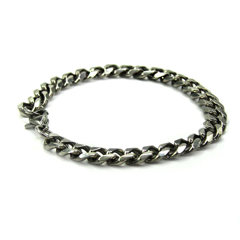 Pulsera Acero Inox Plateado Eslabon Tuerca 7Mm x 17Cm