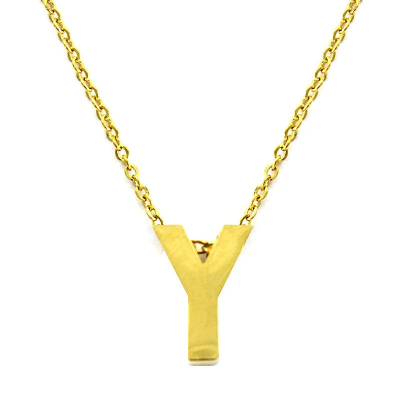 Collar Acero Inoxidable Dorado Letra Y Pequeña Nice