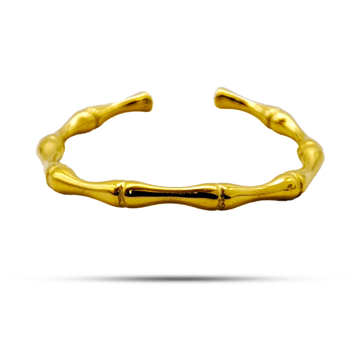 Anillo Acero Tipo Bambú Liso Delgado Sencillo Ajustable