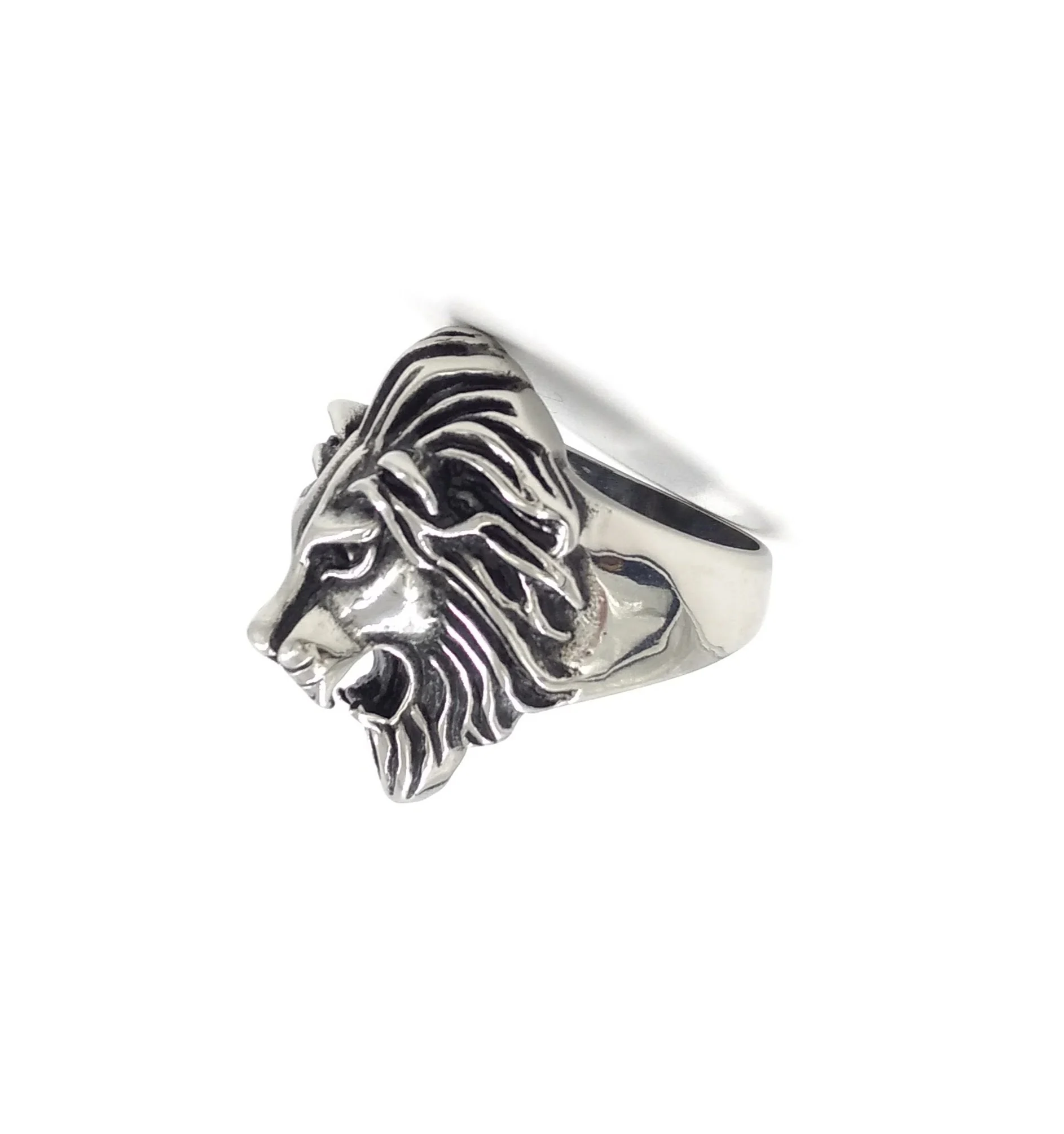 Anillo de Hombre Acero Cabeza de Leon Melena