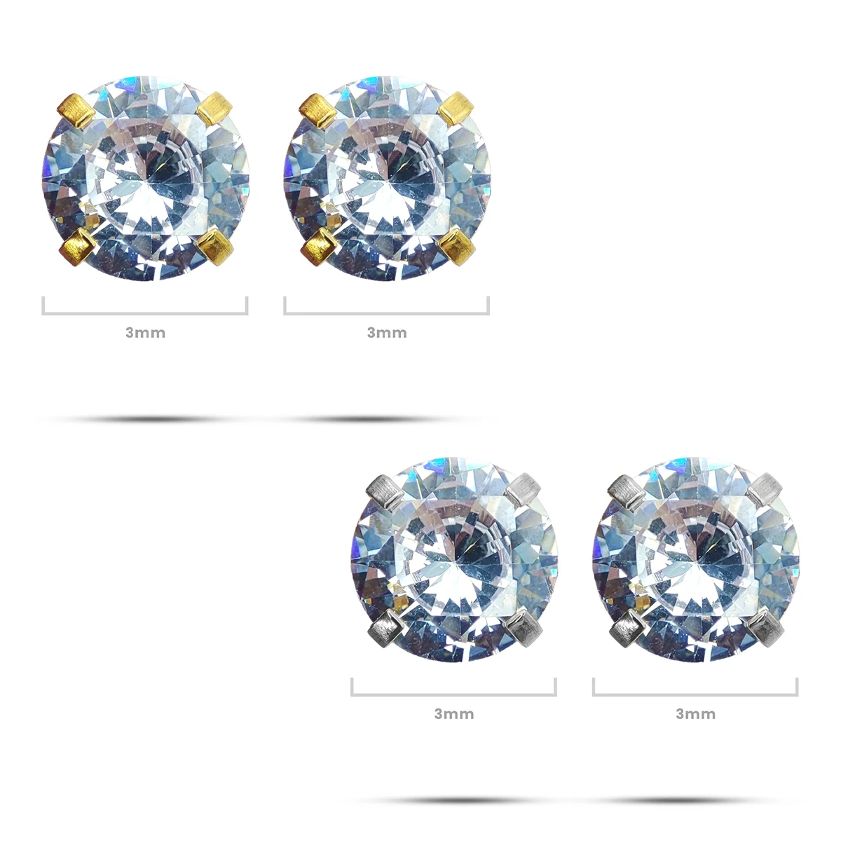 Aretes Acero Broquel Dormilon Bola Zirconia Circular