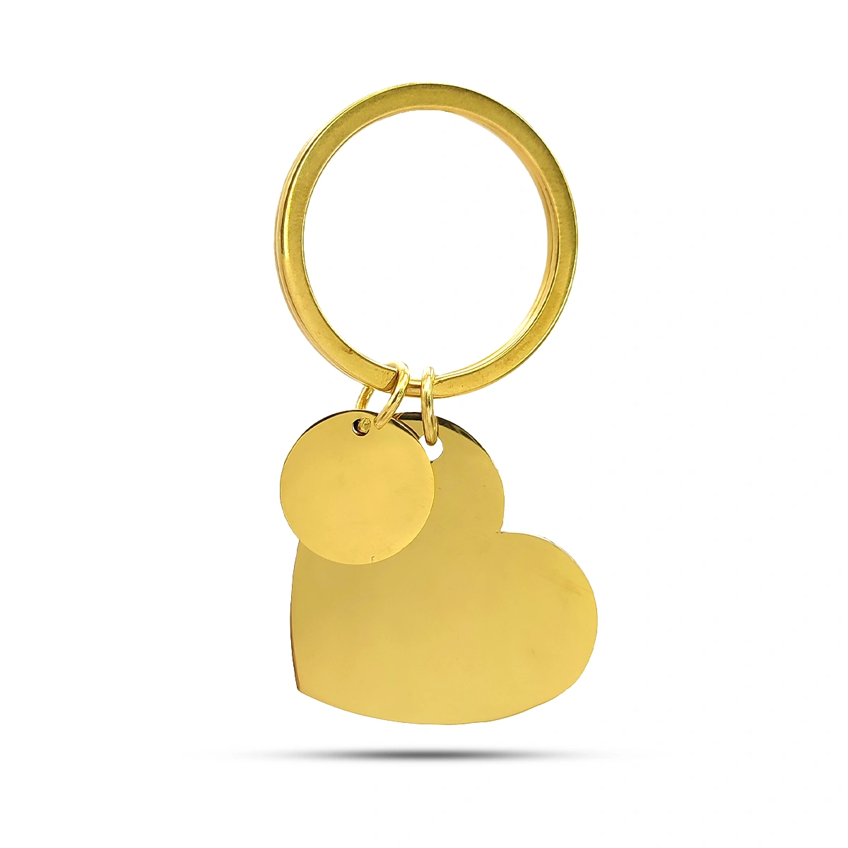 Llavero Acero Inoxidable Corazón y Círculo Para Grabado