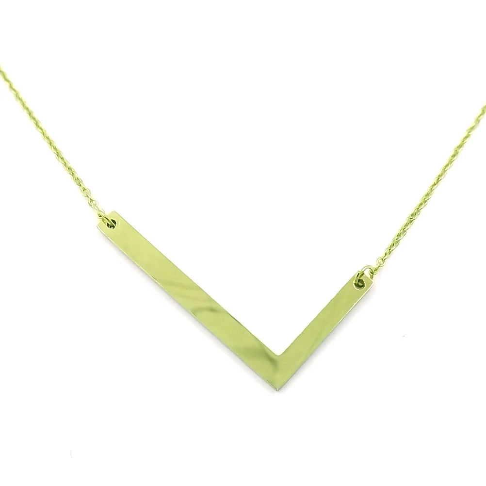 Collar Acero Inoxidable Dorado Letra L Gigante