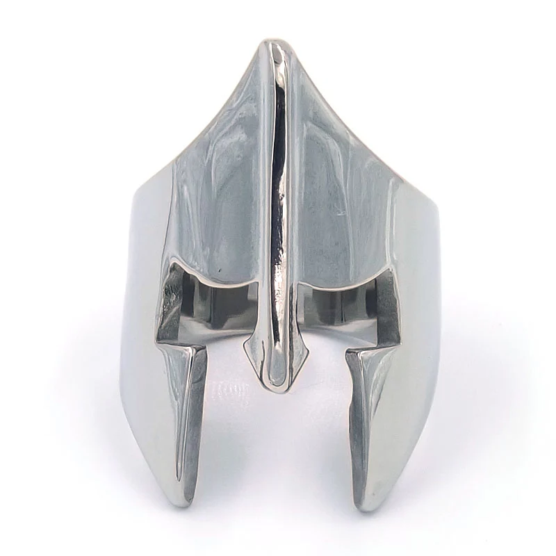 Anillo de Acero Plateado Casco de Gladiador Espartano