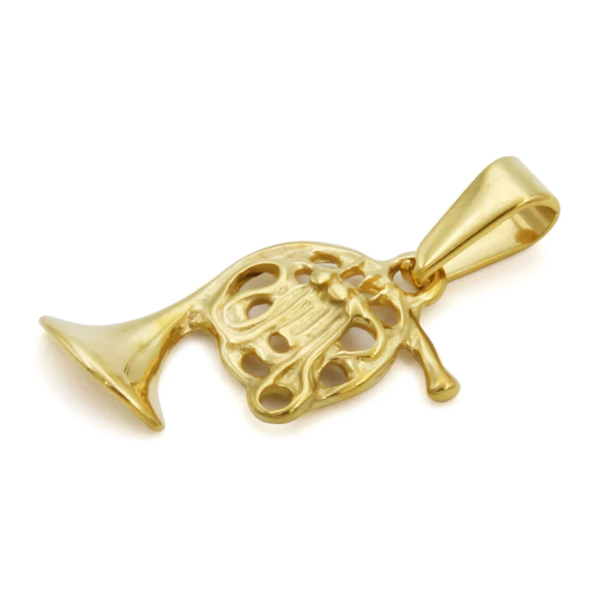 Dije Acero Dorado Instrumento Musical Trompa de Viento