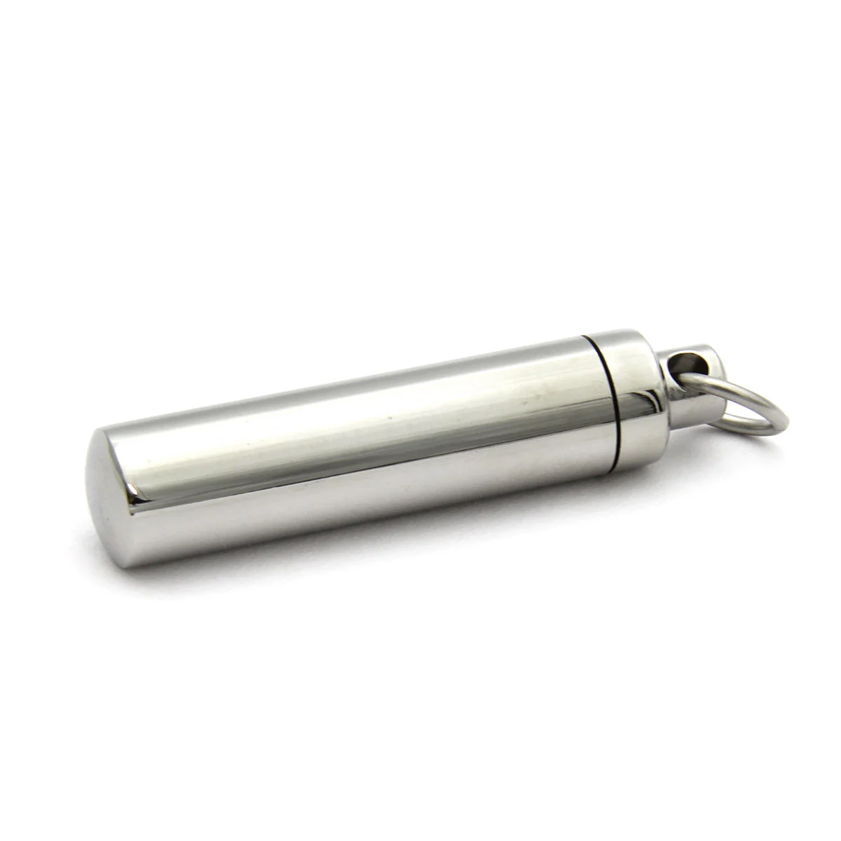 Dije Tipo Urna Cenizas Acero Plateado Cilindro 4.5cmx10mm