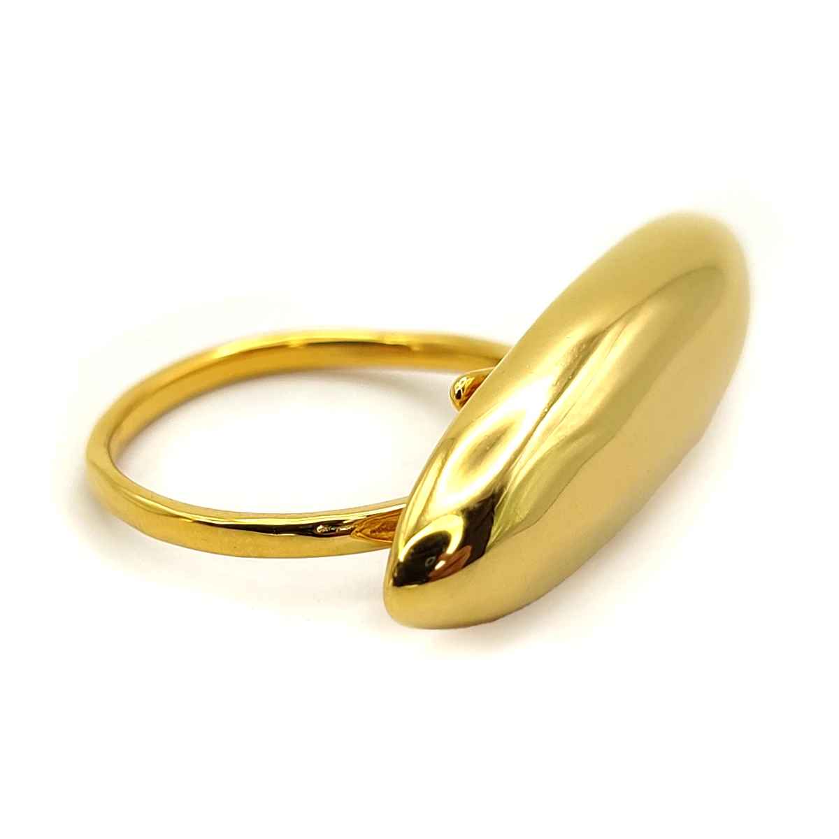 Anillo Acero Dorado Ovalado Liso Chunky Ajustable