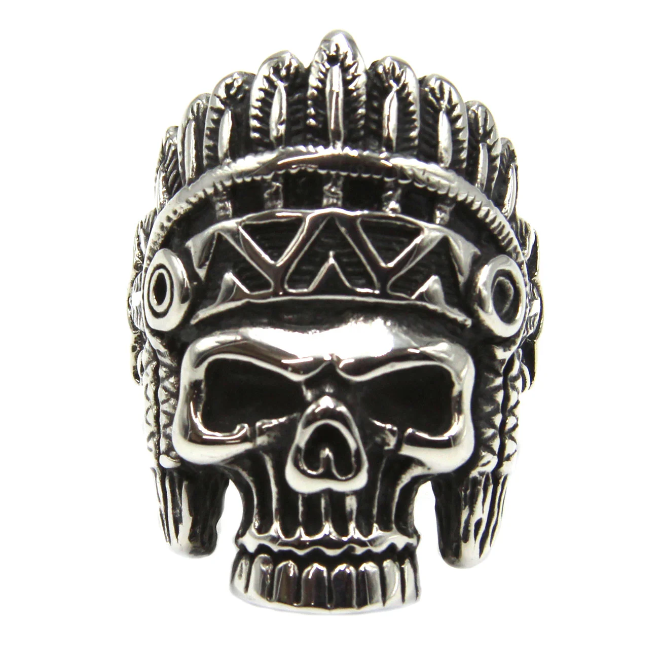 Anillo de Acero Plateado Apache Skull
