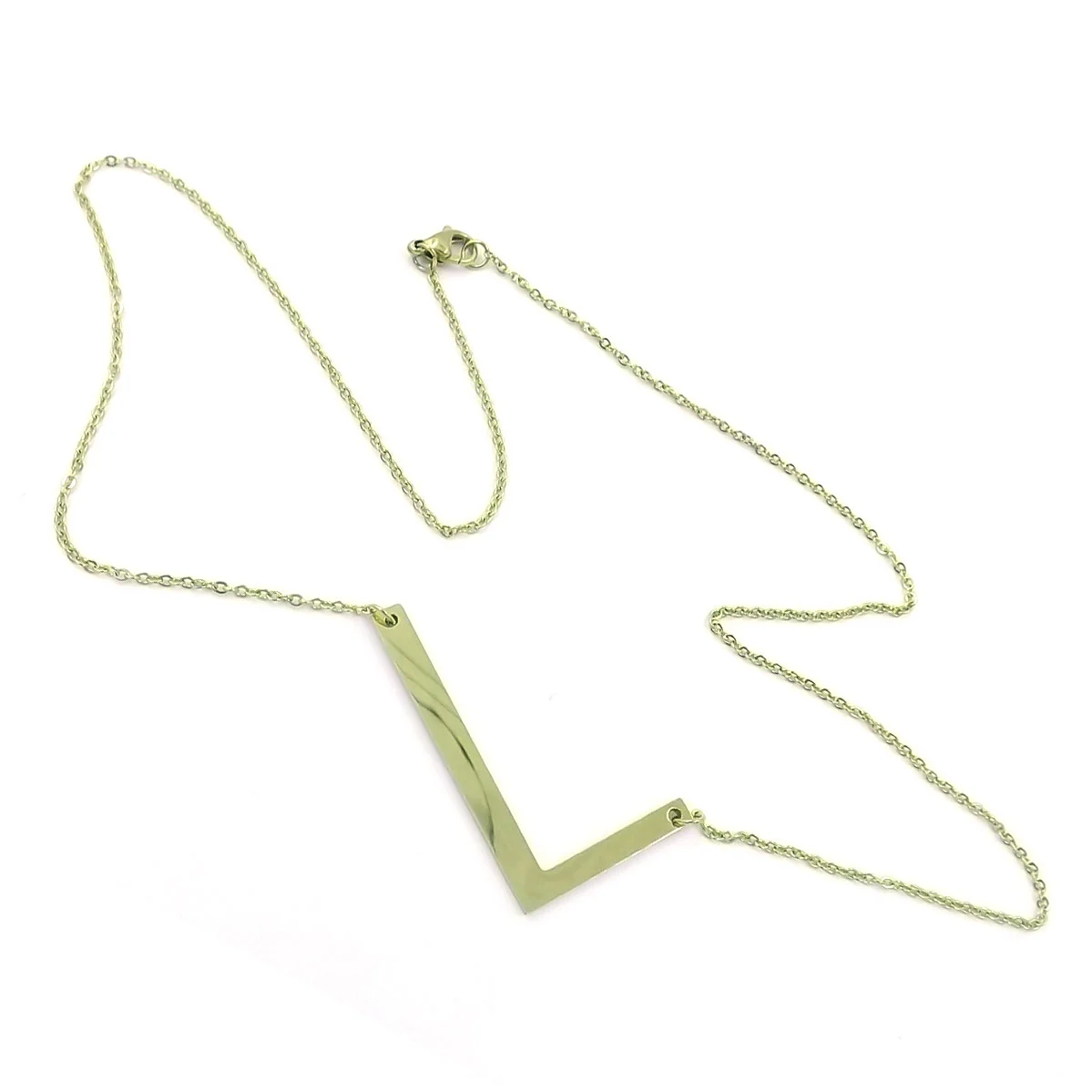 Collar Acero Inoxidable Dorado Letra L Gigante