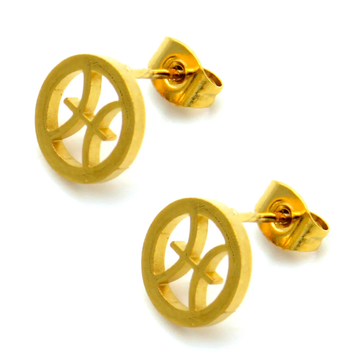 Set Joyeria Acero Dorado Signo Zodiacal Piscis Horoscopo