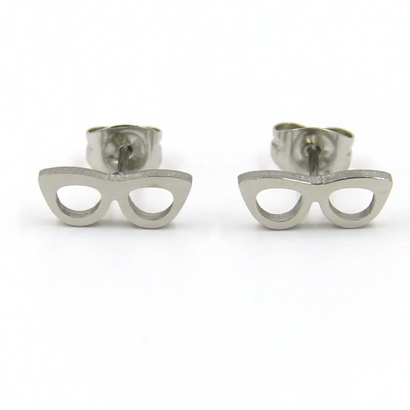 Aretes Tipo Broquel Acero Plateado Lentes de Sol