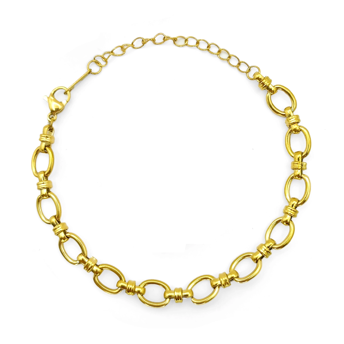 Pulsera Acero Esclava Eslabon Corto Oval Moderno