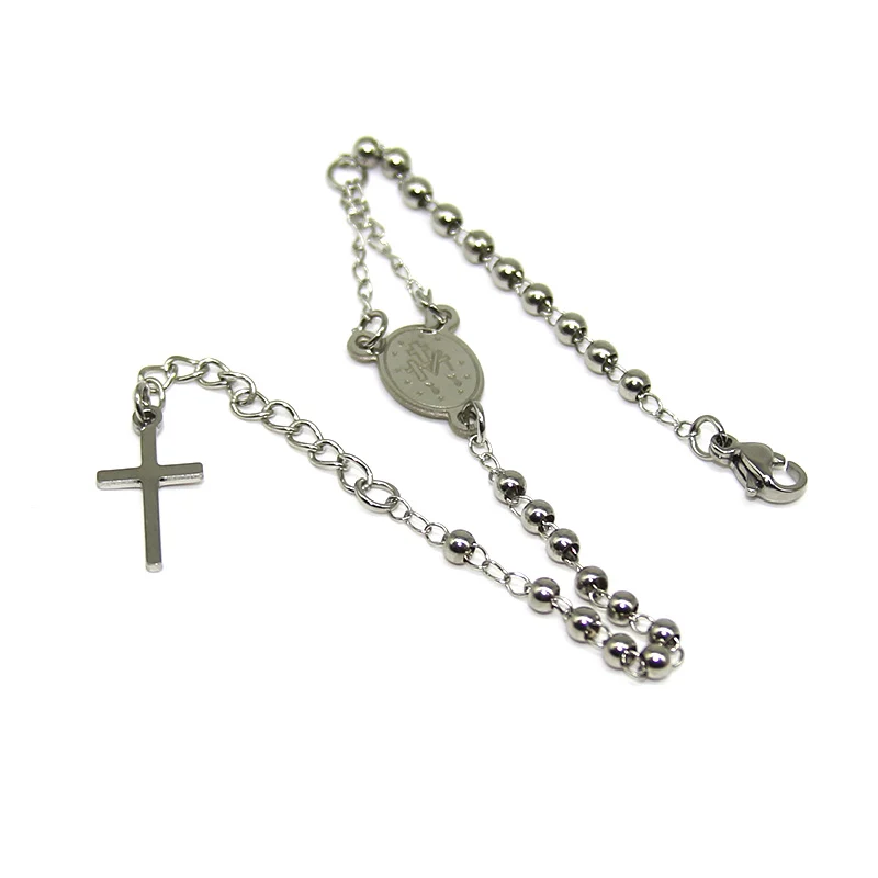 Pulsera Acero Misterio Virgen Maria Plateado