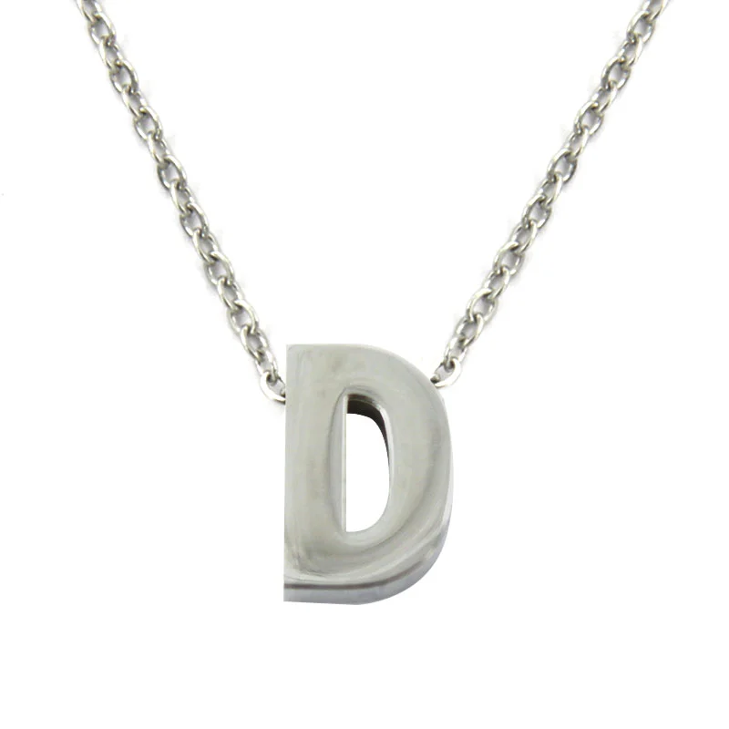 Collar Acero Inoxidable Plateado Letra D Pequeña Nice