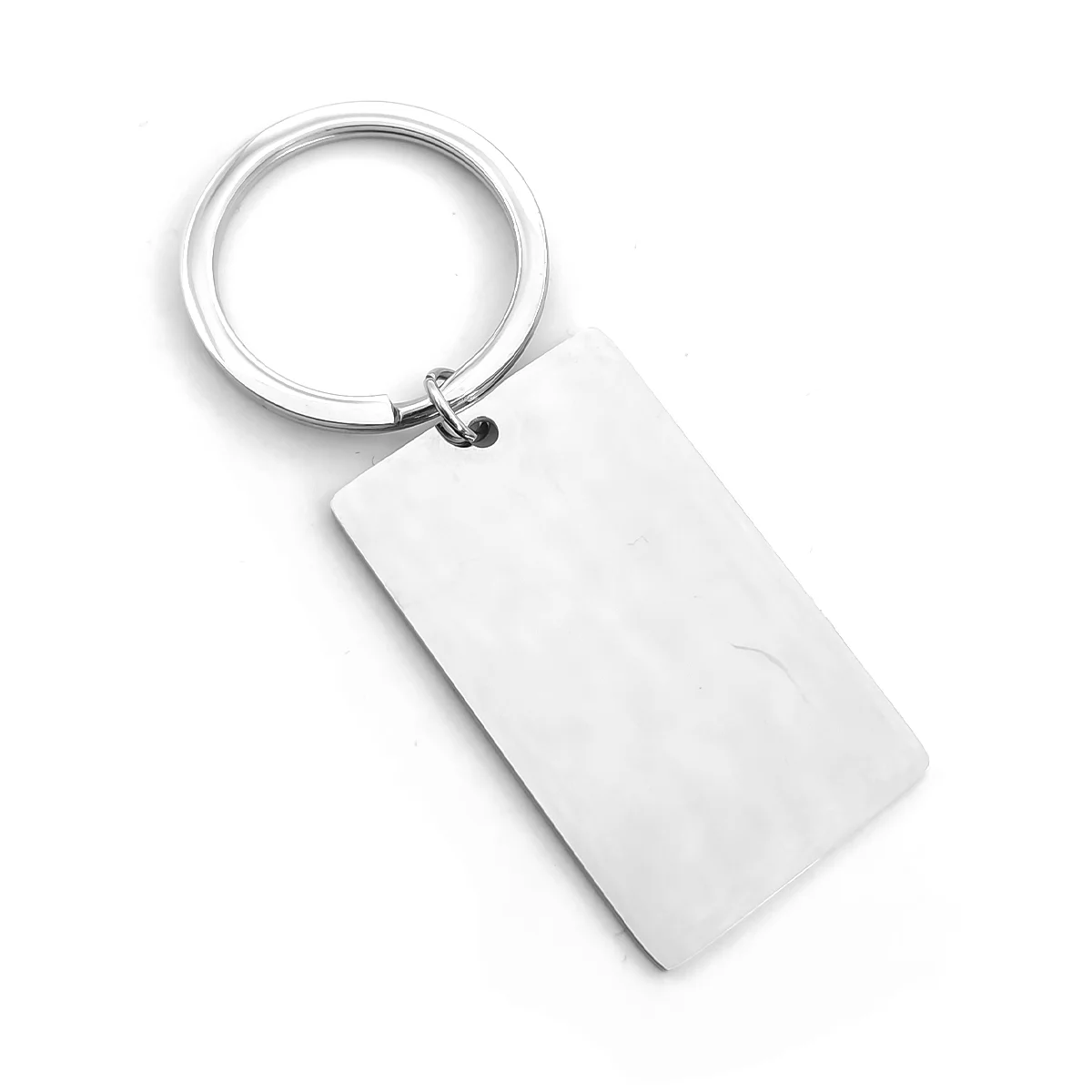 Llavero Acero Plateado Placa Lisa Rectangular 45 mm