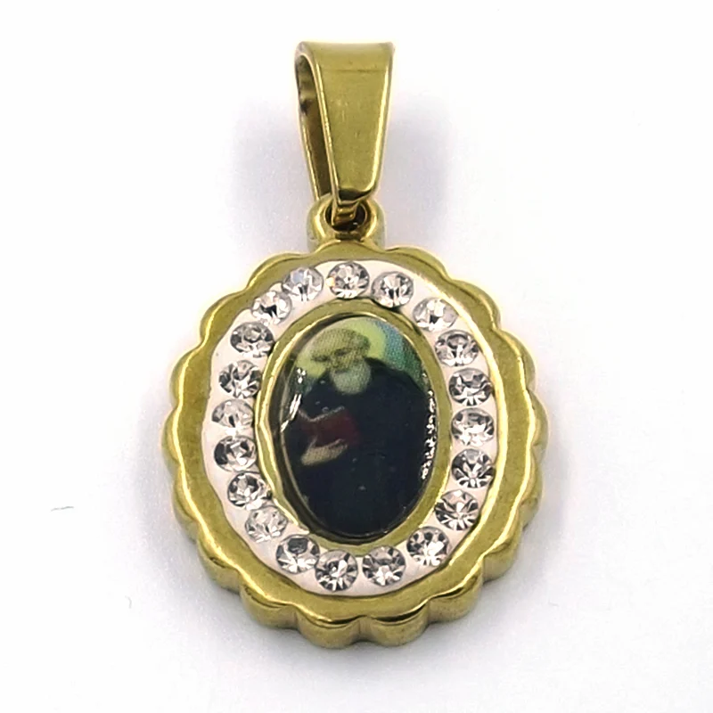 Dije de Acero Tipo Medalla Imagen San Benito Abad Dorado