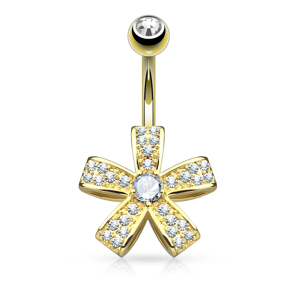 Piercing de ombligo Diseño Flor Dorada Pétalos de Luz