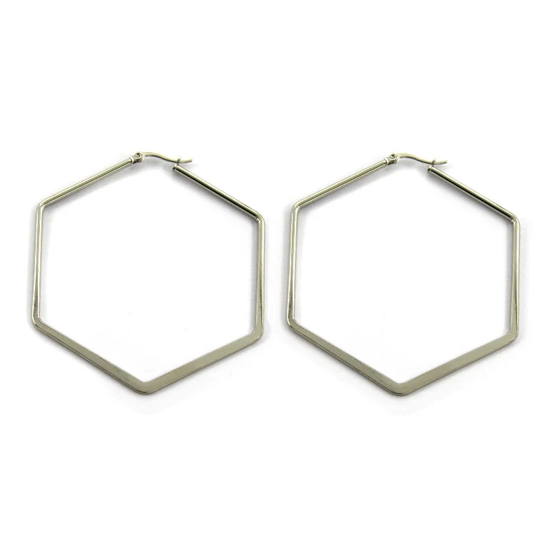 Aretes Acero Inox Plateado Hexagonal Lisas Planas 60mm