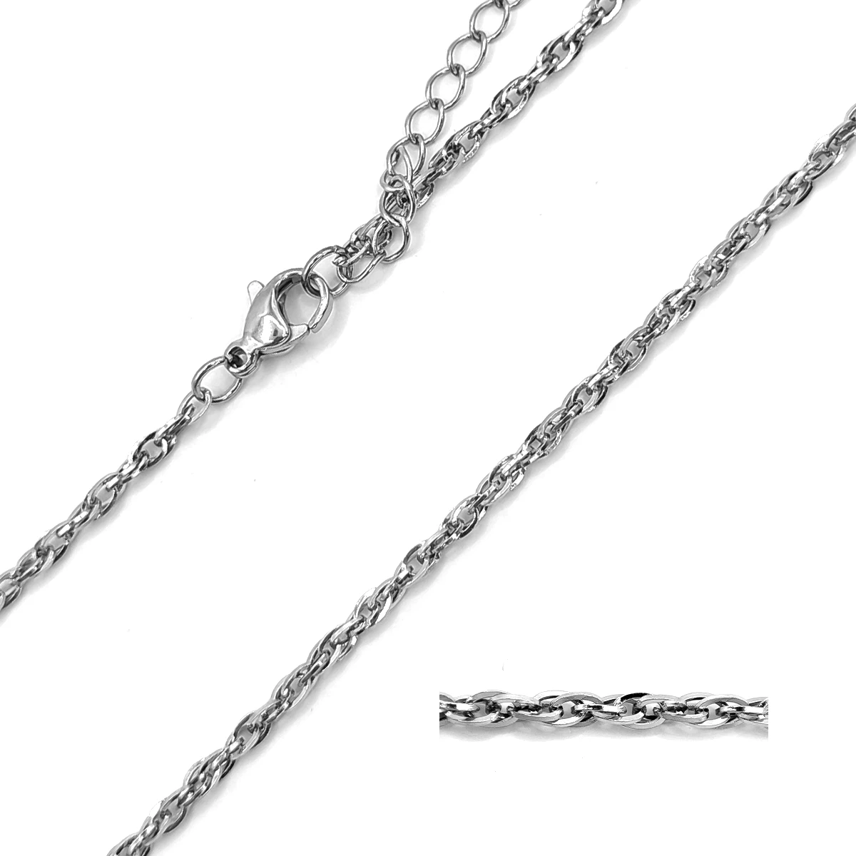 Cadena Acero Inox Oval Delgado Entrelazado