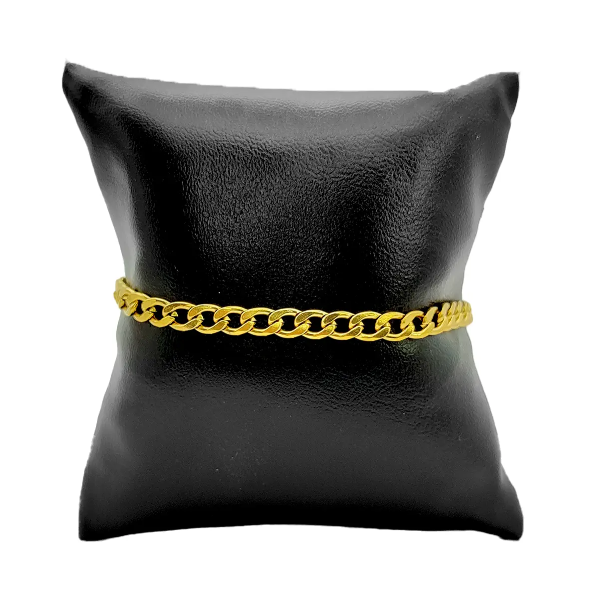Pulseras Acero Dorado Eslabon Barbado Cubano Delgada
