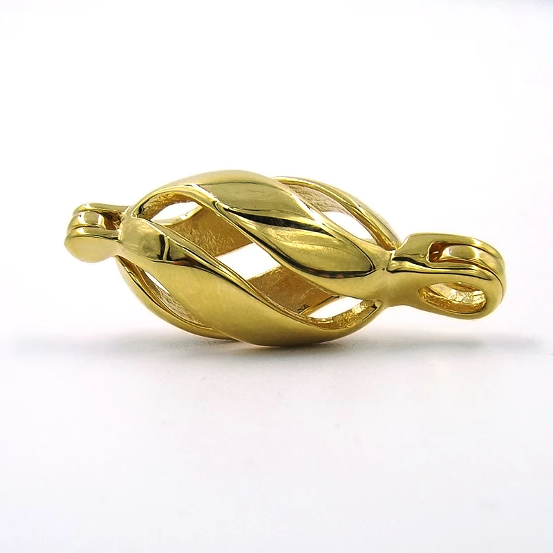 Collar Acero Inoxidable Jaula Rizo Dorado p/ Charms