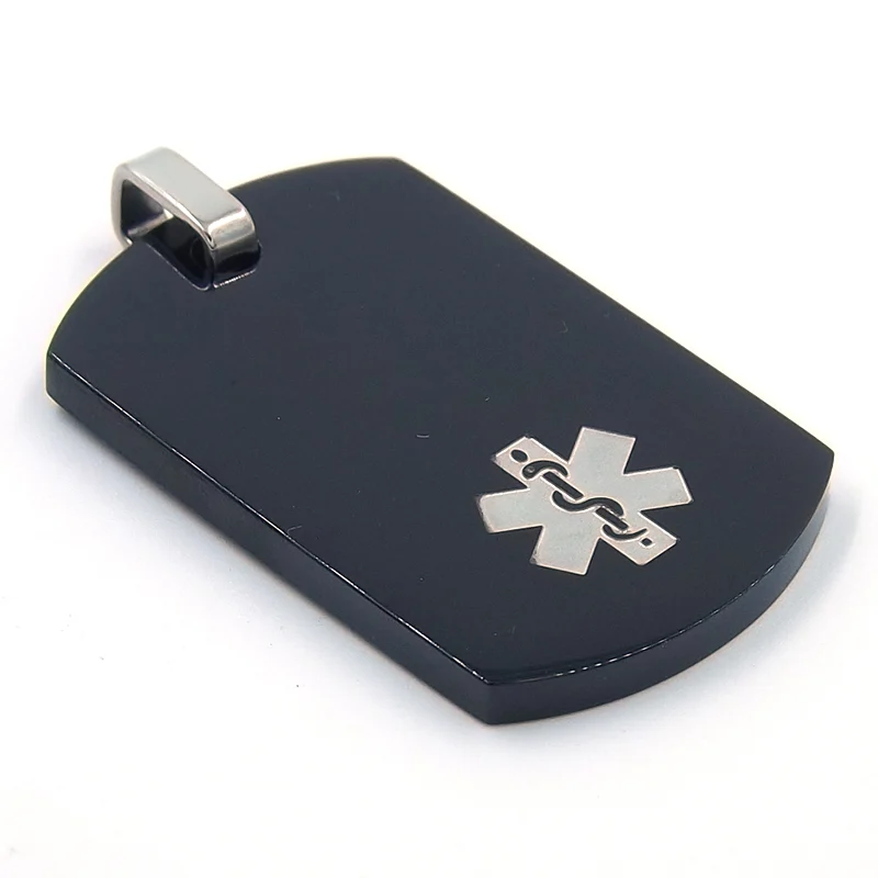 Dije de Acero Placa Negra Símbolo Médico