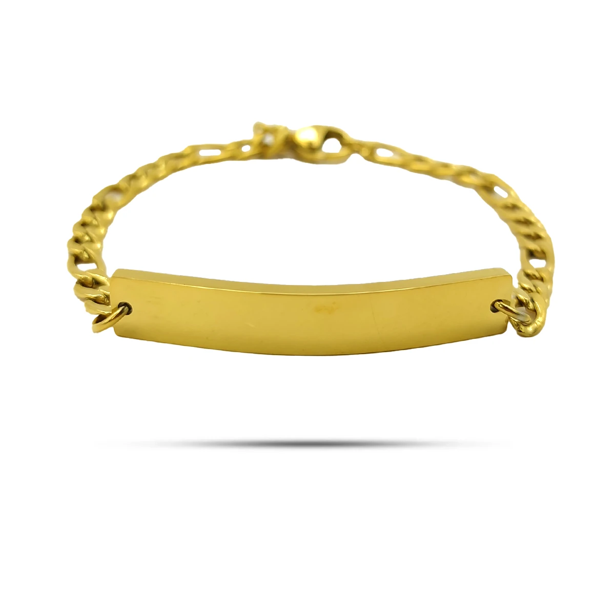 Pulsera Acero Para Niño Placa Lisa Rectangular 3x1
